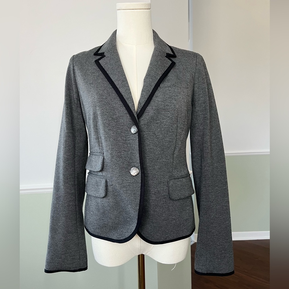 Gap The Academy US 2 blazer suit jacket, grey with black trim
